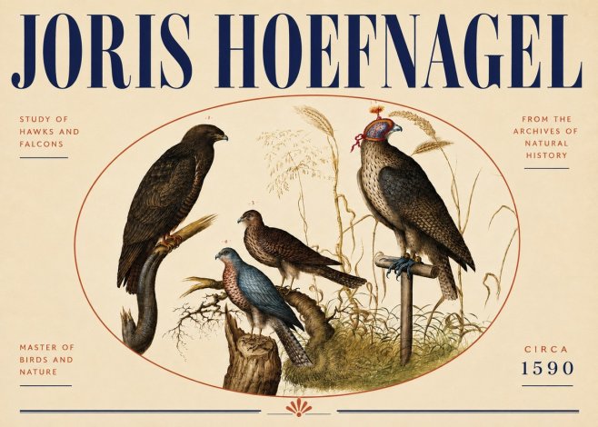 Joris Hoefnagel Studies of Hawks and Falcons No5 - Affiche
