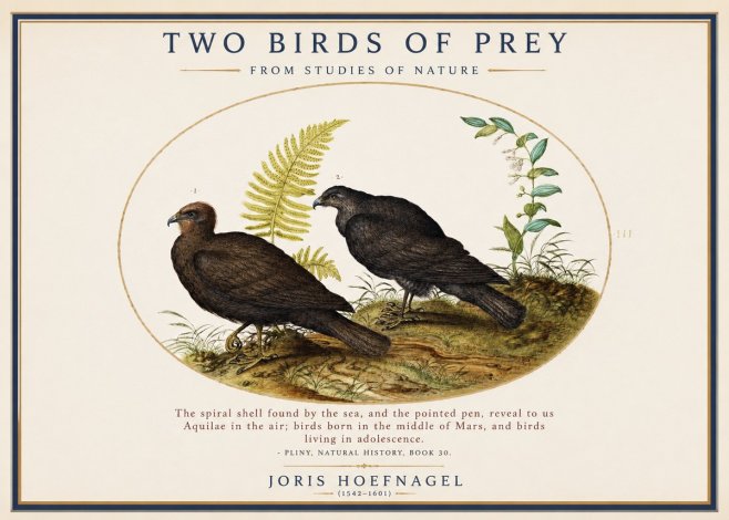 Joris Hoefnagel Two Birds of Prey - from Studies of Nature No1 - Affiche