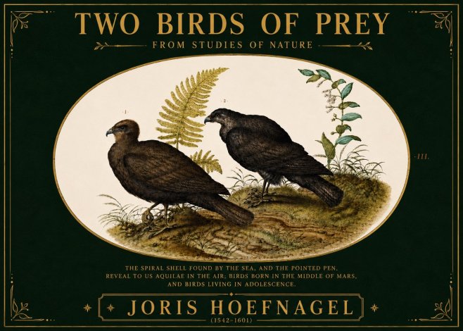 Joris Hoefnagel Two Birds of Prey - from Studies of Nature No6 - Affiche