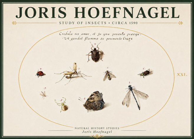 Joris Hoefnagel Study of Insects • Circa 1590 No5 - Affiche