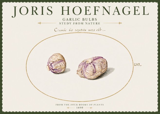 Joris Hoefnagel Garlic Bulbs Study from Nature No4 - Affiche
