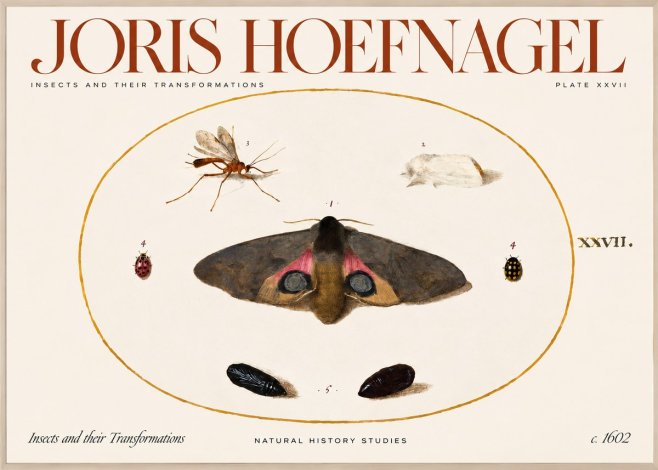 Joris Hoefnagel Insects and Their Transformations - Plate Xxvii No2 - Affiche