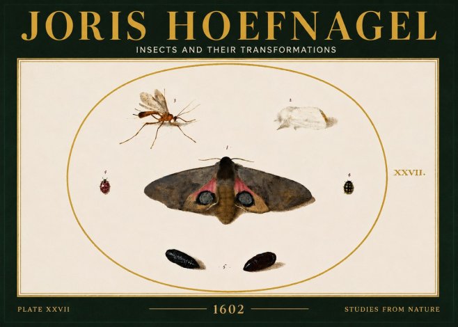 Joris Hoefnagel Insects and Their Transformations - Plate Xxvii No6 - Affiche