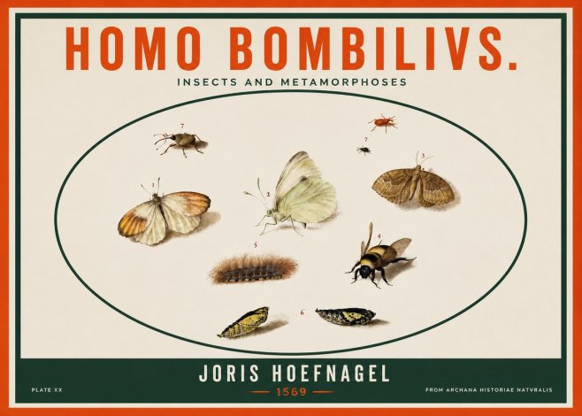 Joris Hoefnagel Homo Bombilivs. Insecta Et Metamorphoses No3 - Affiche