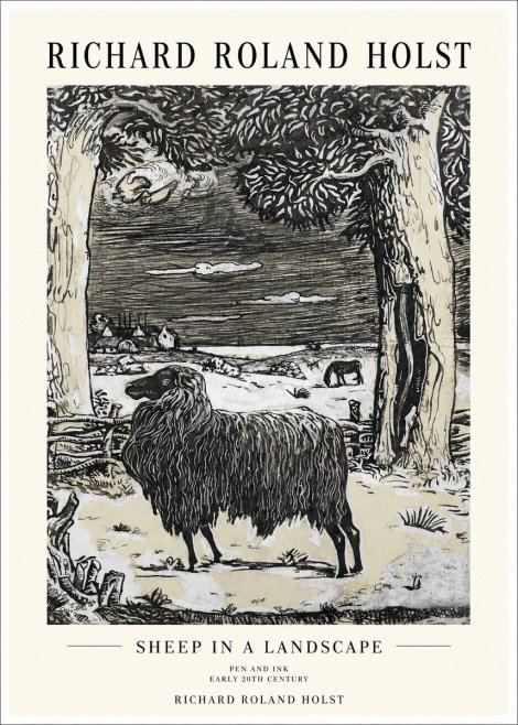 Richard Roland Holst Sheep in a Landscape No1 - Affiche