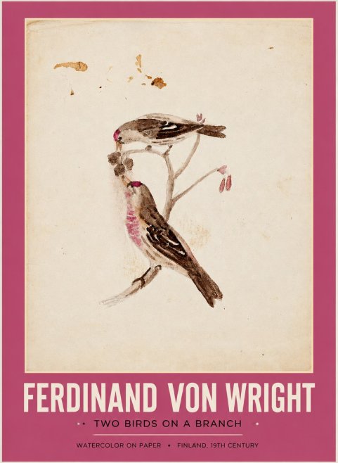 Ferdinand von Wright Two Birds on a Branch No2 - Affiche