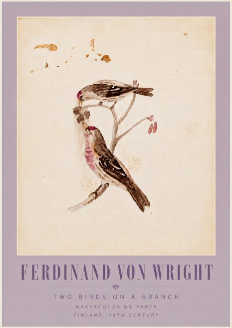 Ferdinand von Wright Two Birds on a Branch No6 - Affiche