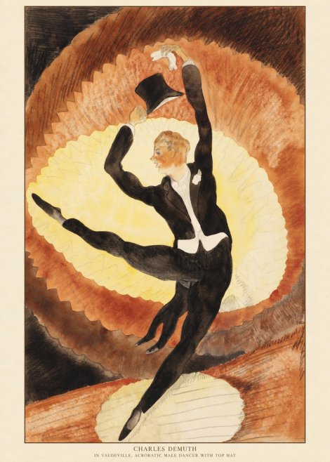 Charles Demuth In Vaudeville, Acrobatic Male Dancer with Top Hat No6 - Affiche