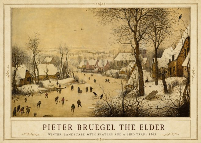 Pieter Bruegel Winter Landscape with Skaters and a Bird Trap No1 - Affiche
