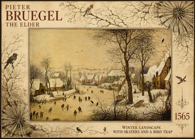 Pieter Bruegel Winter Landscape with Skaters and a Bird Trap No5 - Affiche
