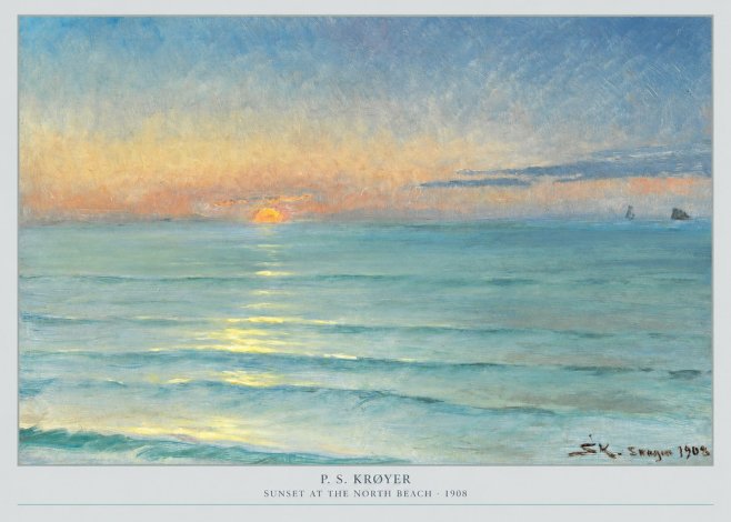 P.S. Krøyer Sunset at the North Beach No5 - Affiche