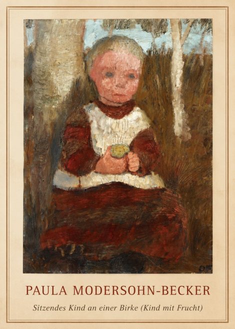 Paula Modersohn-Becker Sitzendes Kind an Einer Birke (Kind Mit Frucht) No1 - Affiche