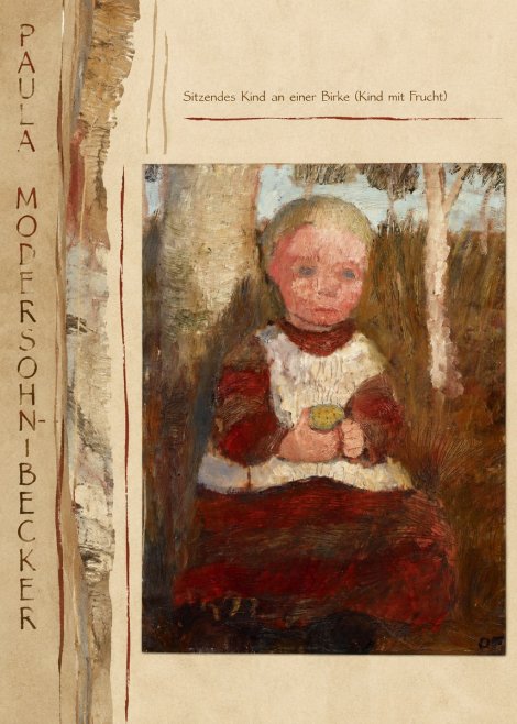 Paula Modersohn-Becker Sitzendes Kind an Einer Birke (Kind Mit Frucht) No3 - Affiche