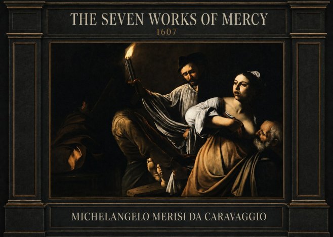 Michelangelo Merisi da Caravaggio The Seven Works of Mercy III No4 - Affiche