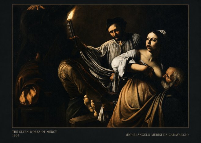 Michelangelo Merisi da Caravaggio The Seven Works of Mercy III No5 - Affiche