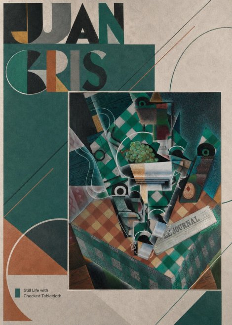 Juan Gris Still Life with Checked Tablecloth No3 - Affiche