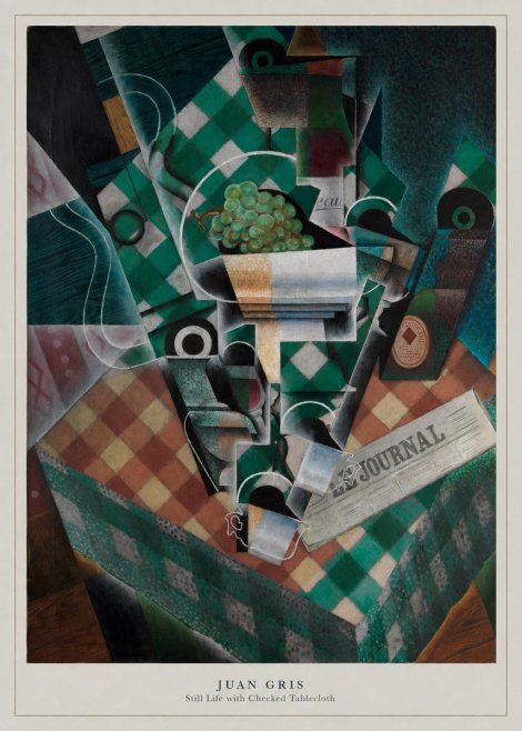 Juan Gris Still Life with Checked Tablecloth No6 - Affiche