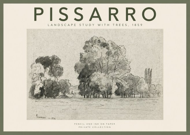Pissarro Landscape Study with Trees No2 - Affiche