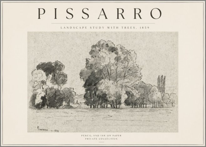 Pissarro Landscape Study with Trees No3 - Affiche
