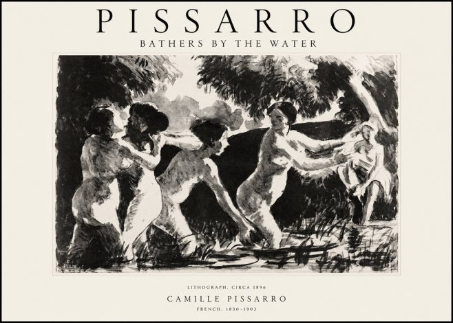 Pissarro Bathers by the Water No1 - Affiche