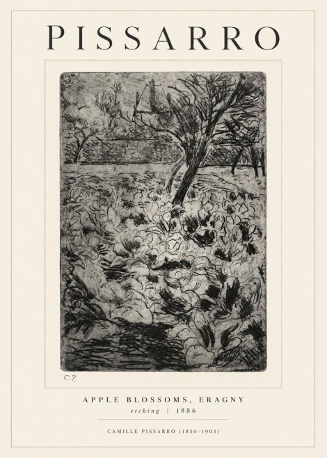 Pissarro Apple Blossoms, Eragny No1 - Affiche