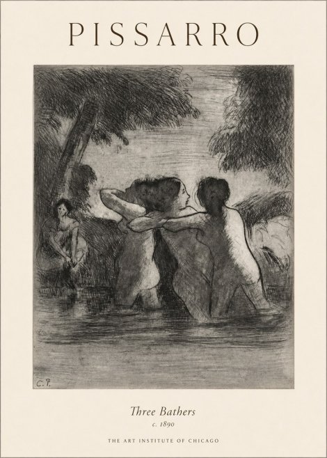 Pissarro Three Bathers No1 - Affiche