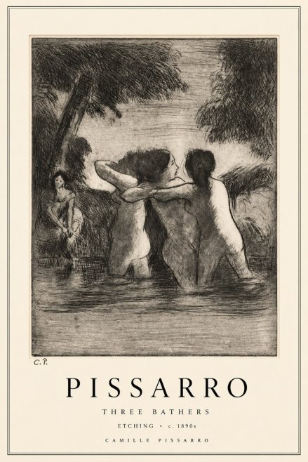 Pissarro Three Bathers No2 - Affiche