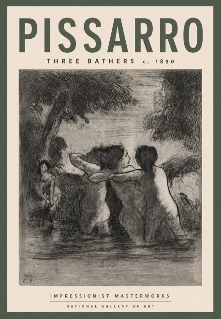 Pissarro Three Bathers No3 - Affiche