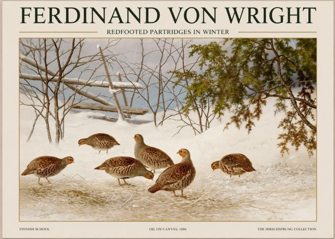 Ferdinand von Wright Redfooted Partridges in Winter No1 - Affiche