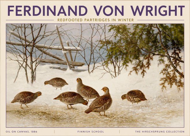 Ferdinand von Wright Redfooted Partridges in Winter No4 - Affiche