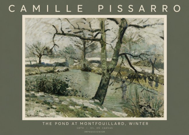 Pissarro The Pond at Montfoucault, Winter No2 - Affiche