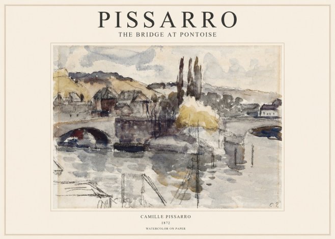 Pissarro The Bridge at Pontoise No1 - Affiche