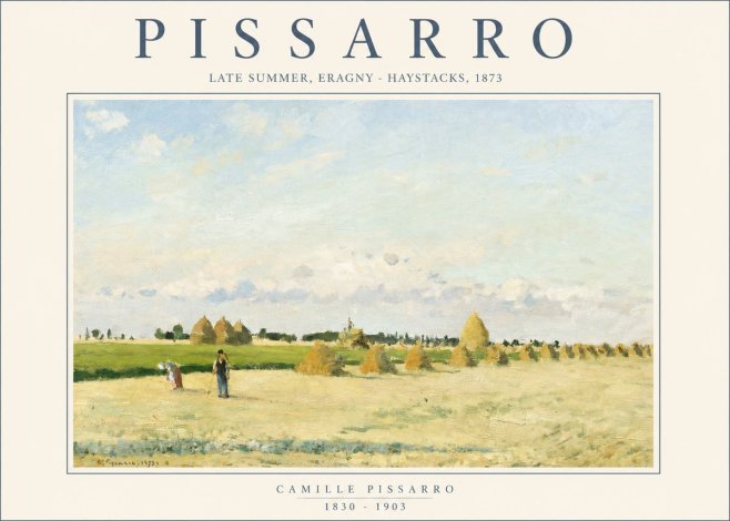 Pissarro Landscape with Haystacks, 1873 No2 - Affiche