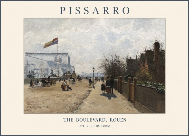 Pissarro The Boulevard, Rouen No1 - Affiche