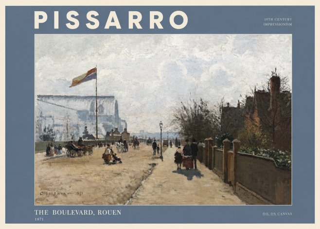 Pissarro The Boulevard, Rouen No2 - Affiche