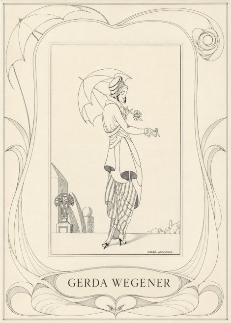 Gerda Wegener Elegant Figure with Parasol No3 - Affiche