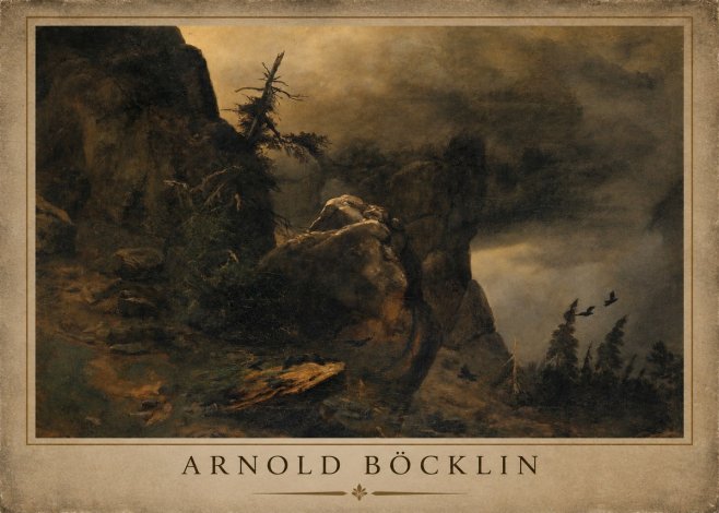 Arnold Böcklin Felsabhang Mit Wettertannen No3 - Affiche