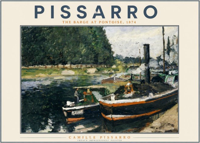 Pissarro The Barge at Pontoise, 1874 No2 - Affiche