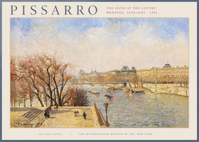 Pissarro The Seine at the Louvre, Morning, Sunlight - 1901 No2 - Affiche