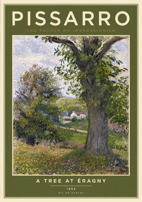 Pissarro The Oak at Éragny No2 - Affiche