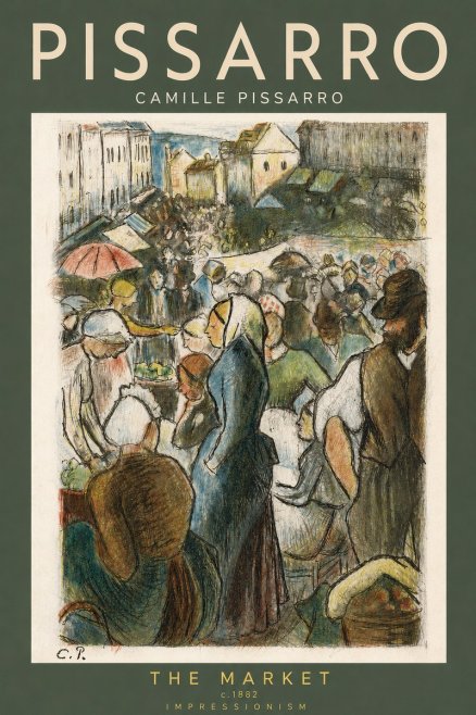Pissarro The Market, Pontoise No2 - Affiche