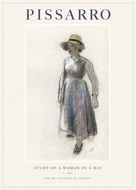 Pissarro Study of a Woman in a Hat No1 - Affiche