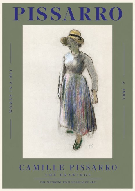 Pissarro Study of a Woman in a Hat No2 - Affiche