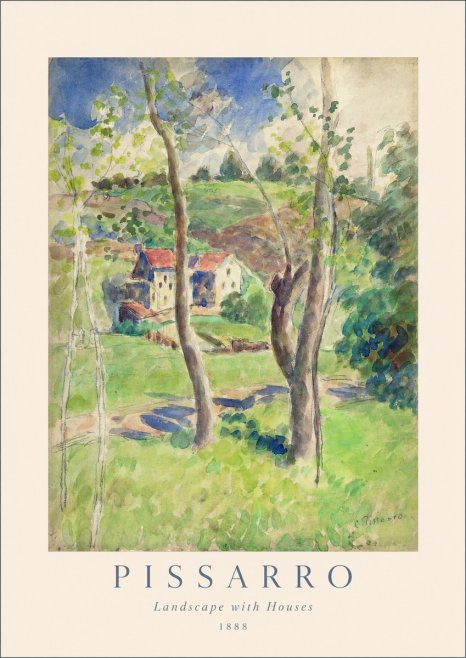 Pissarro Landscape with Houses No1 - Affiche