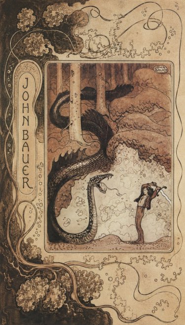 John Bauer The Boy and the Serpent No6 - Affiche