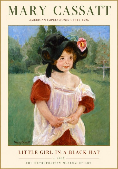 Mary Cassatt Little Girl in a Black Hat No4 - Affiche