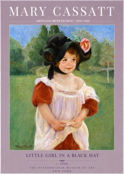 Mary Cassatt Little Girl in a Black Hat No5 - Affiche