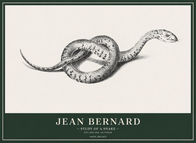 Jean Bernard Study of a Snake No1 - Affiche