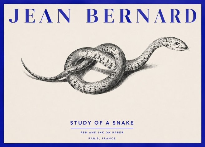 Jean Bernard Study of a Snake No2 - Affiche