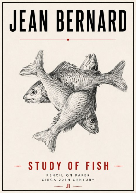 Jean Bernard Study of Fish No6 - Affiche